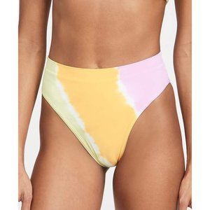 L*Space Women's Frenchi Bitsy Bikini Bottoms, Diagonal Sunburst, Yellow, Print,
